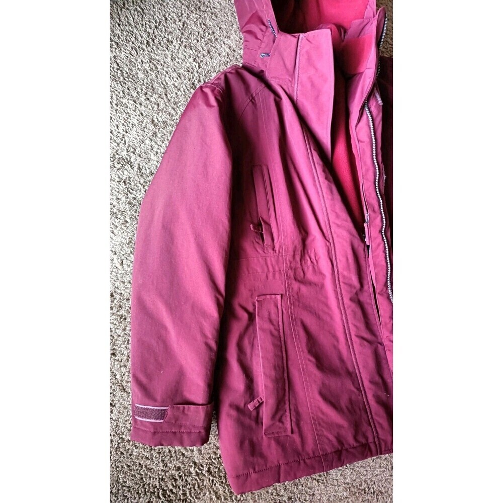 Lands End Squall Hooded Parka Anorak Medium 10/12 Burgundy Red Ski Jacket - Picture 10 of 13